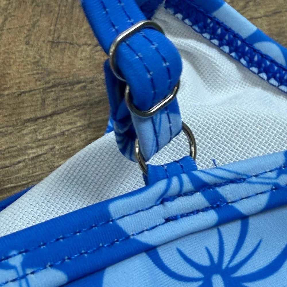 Blue Hibiscus Floral Bikini‎ Set Kids Size 10Y Two Piece Swimsuit